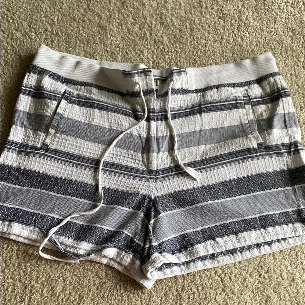 LOFT Gray and White Shorts with Striped Pattern